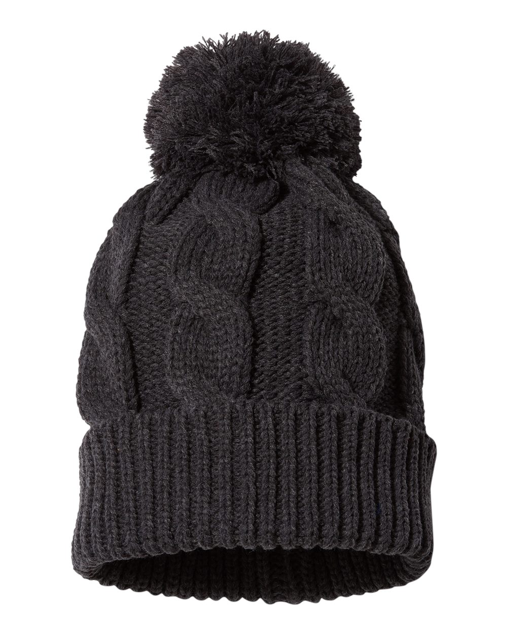 Chunk Twist Cuffed Beanie - Front - B55895100 - Heather Charcoal