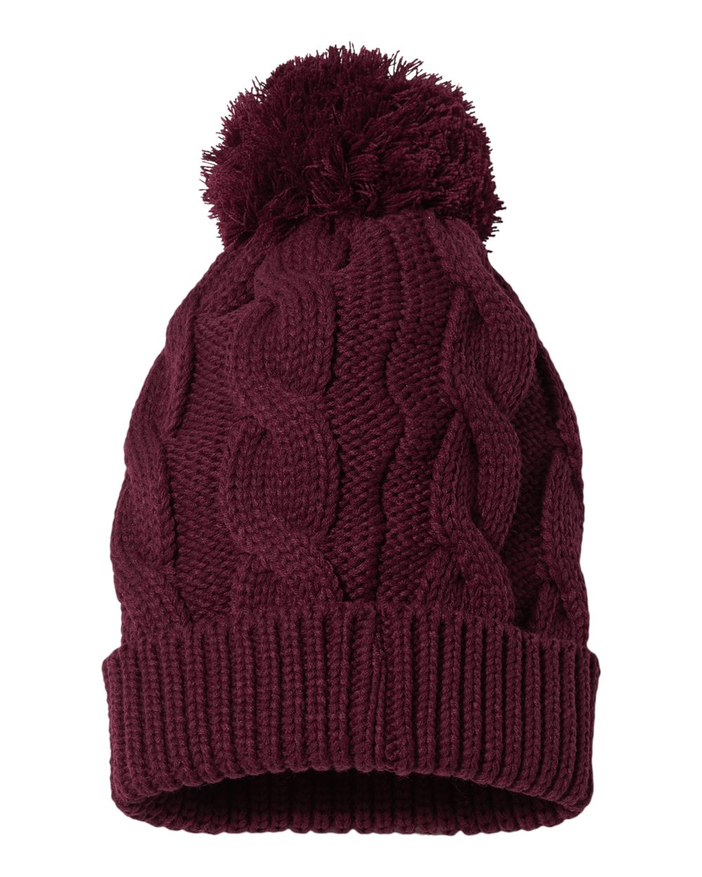 Chunk Twist Cuffed Beanie - Front - B55895530 - Burgundy
