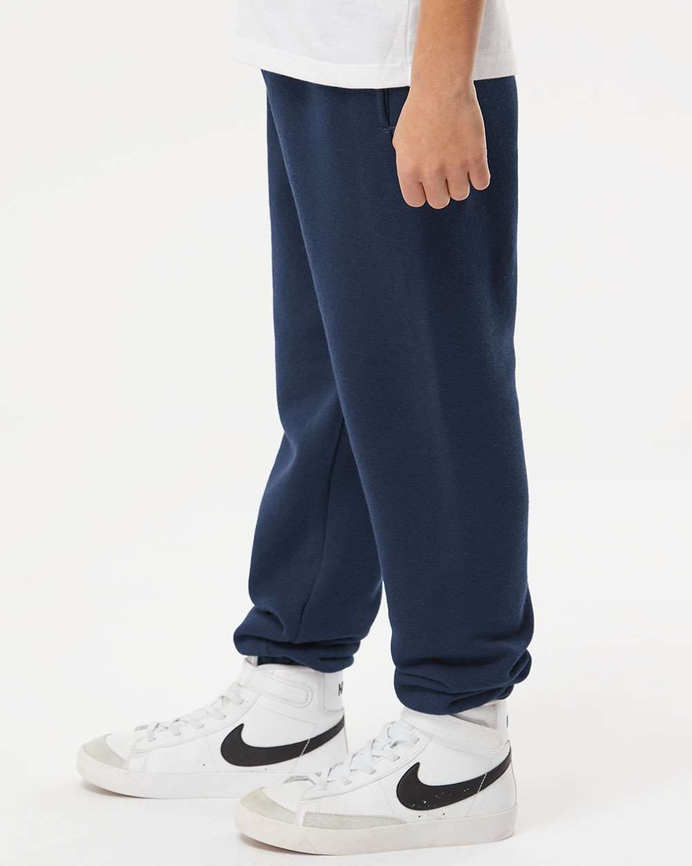 Youth Dri Power® Joggers with Pockets - OnModelSide - B01411654 - Navy