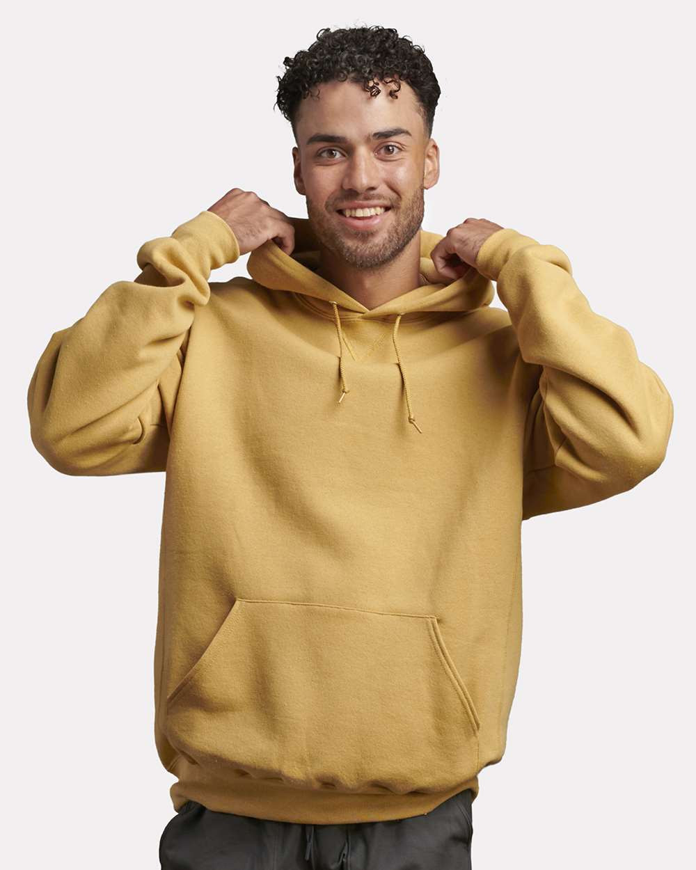 Unisex Dri Power® Hooded Sweatshirt - OnModelFront - B60411223 - Almond