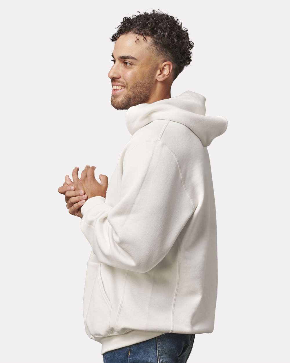 Unisex Dri Power® Hooded Sweatshirt - OnModelSide - B60411243 - Vintage White