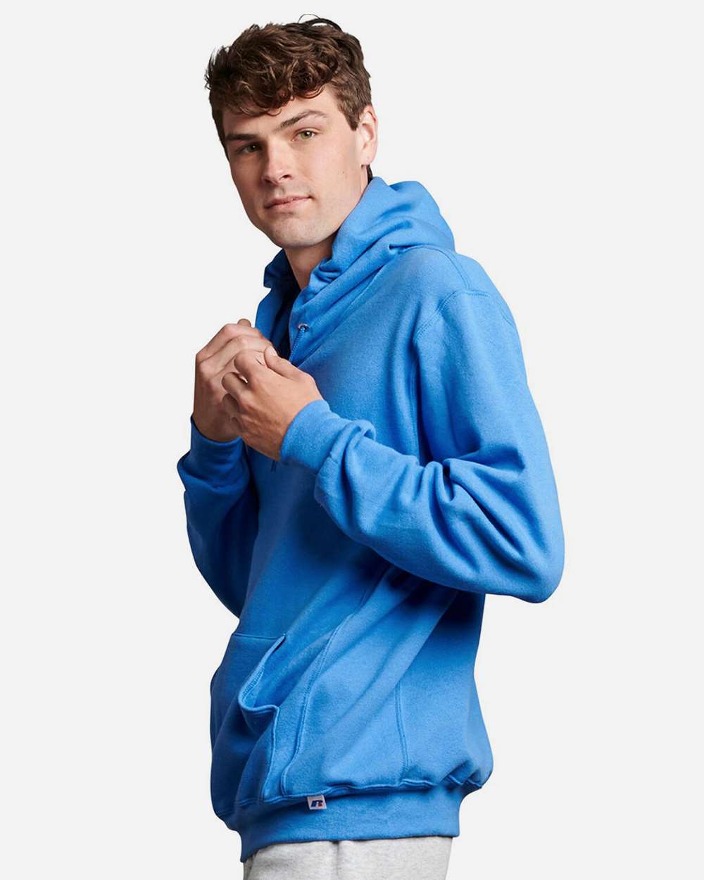 Unisex Dri Power® Hooded Sweatshirt - OnModelSide - B60411263 - Collegiate Blue