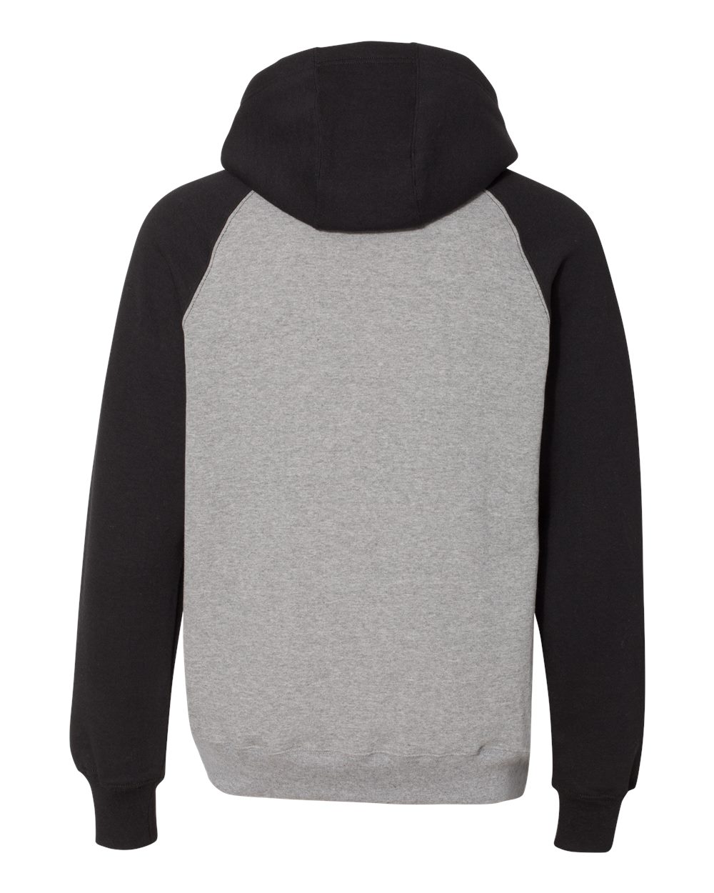 Unisex Dri Power® Colorblock Raglan Hooded Sweatshirt - Back - B60611503 - Oxford/ Black