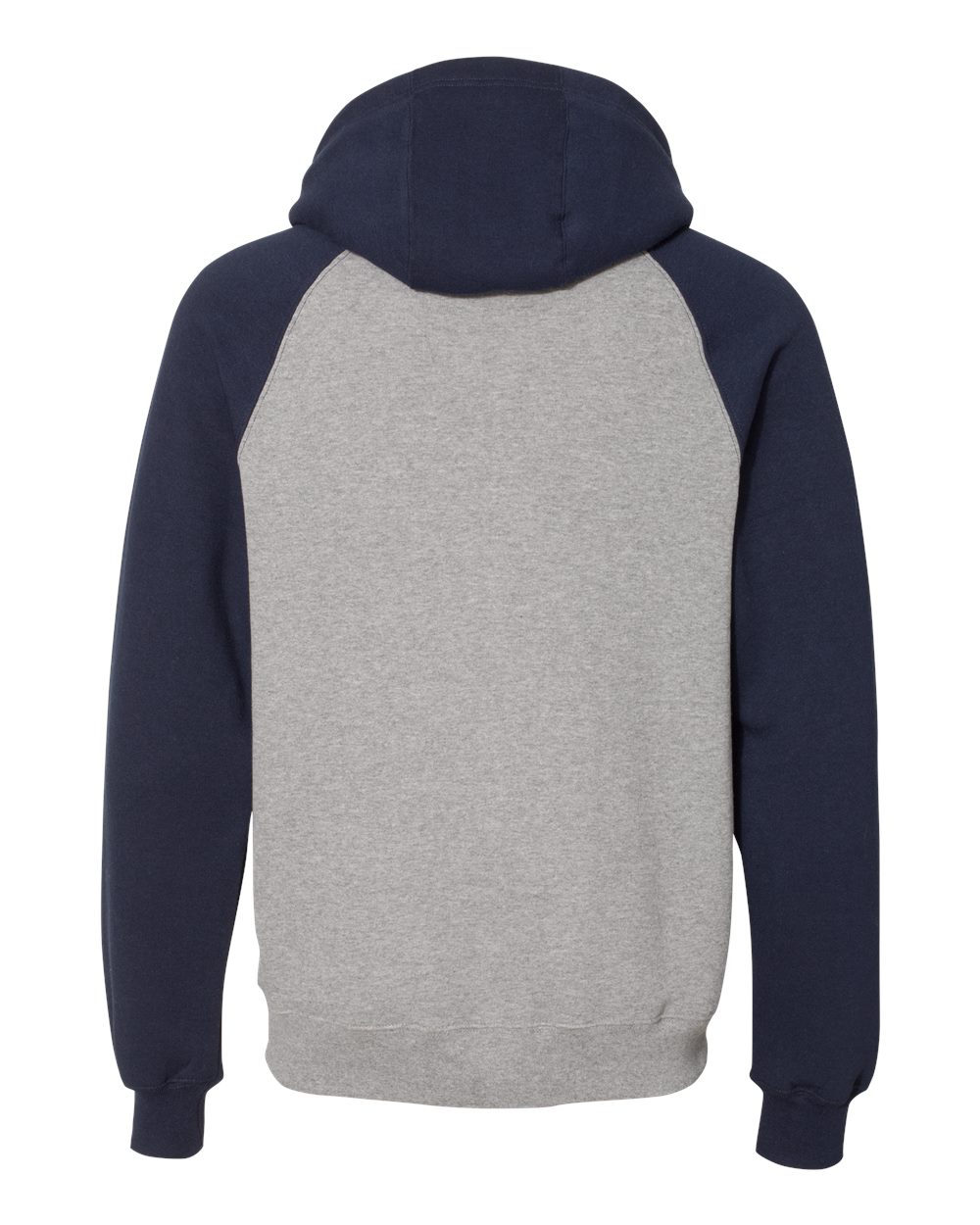 Unisex Dri Power® Colorblock Raglan Hooded Sweatshirt - Back - B60611653 - Oxford/ Navy