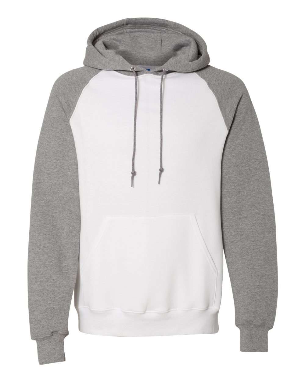 Unisex Dri Power® Colorblock Raglan Hooded Sweatshirt - Front - B60611003 - White/ Oxford