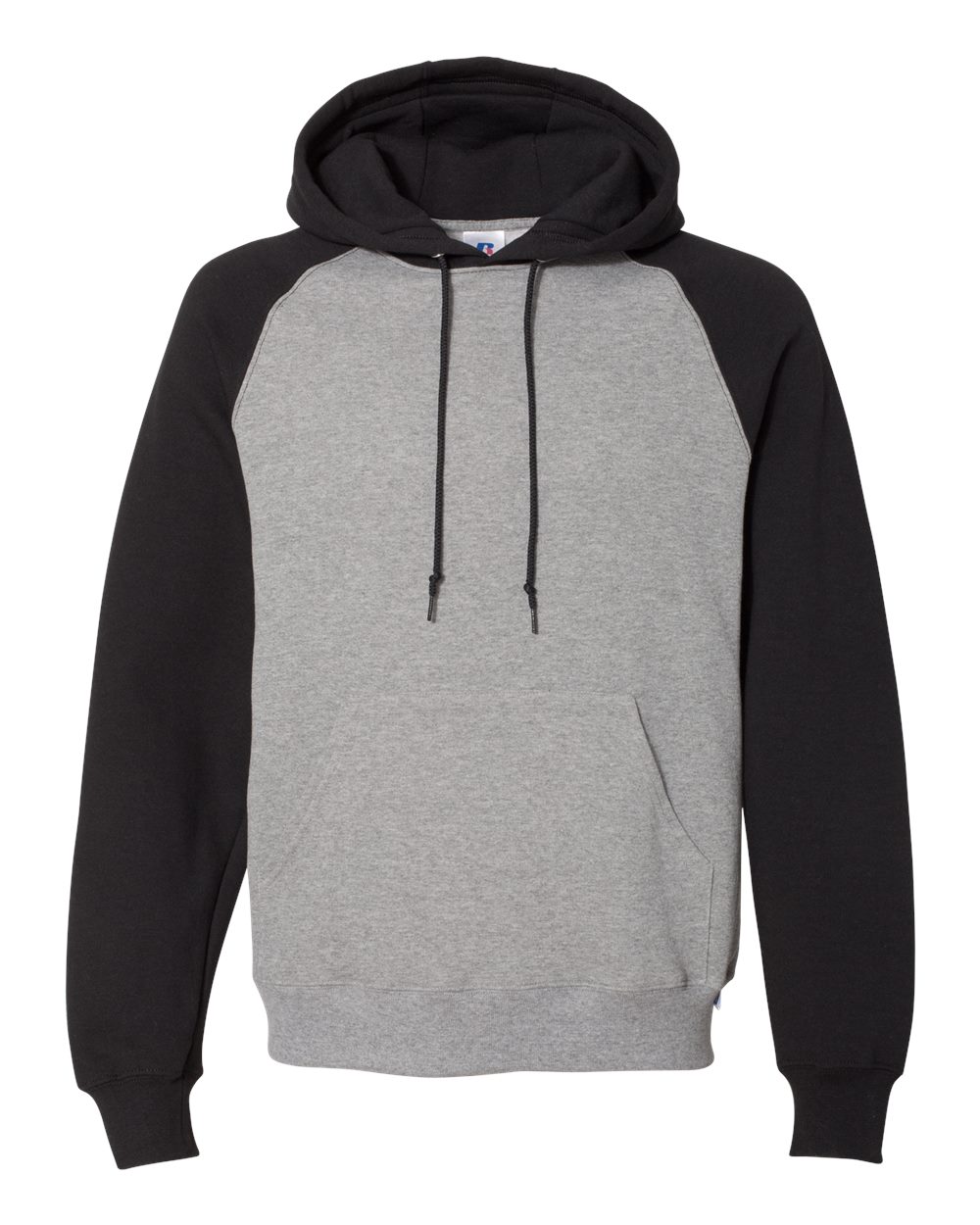 Unisex Dri Power® Colorblock Raglan Hooded Sweatshirt - Front - B60611503 - Oxford/ Black