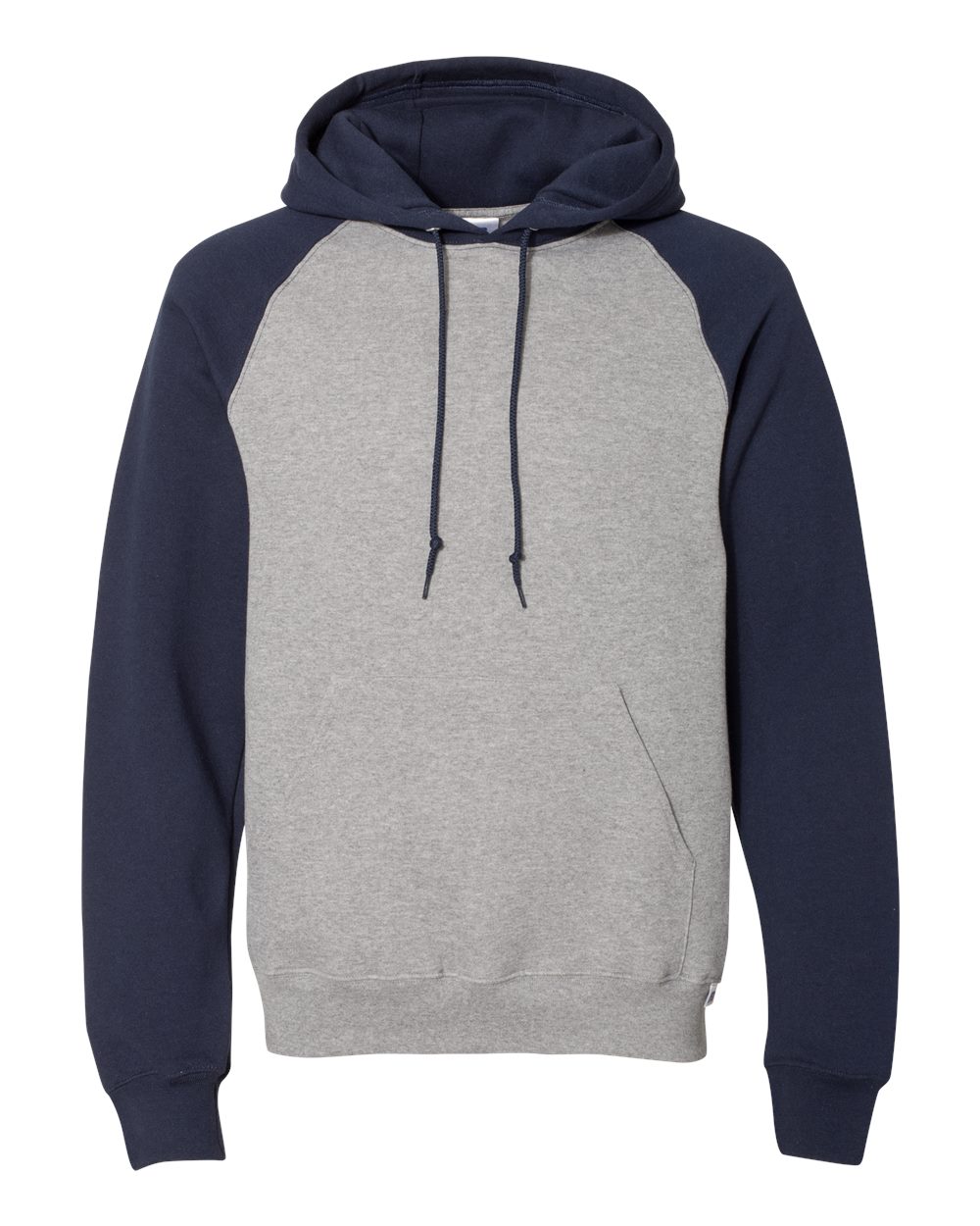 Unisex Dri Power® Colorblock Raglan Hooded Sweatshirt - Front - B60611653 - Oxford/ Navy