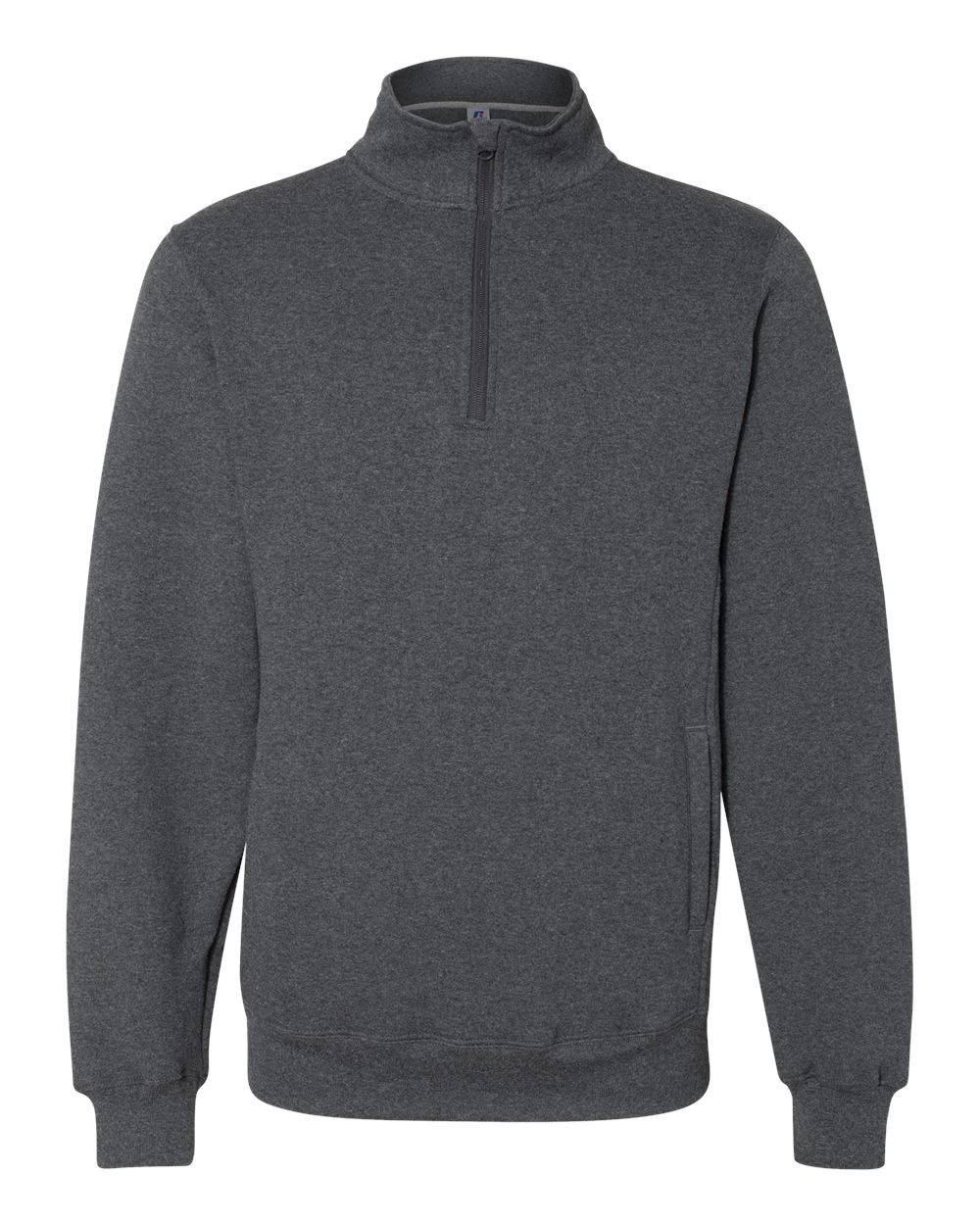 Unisex Dri Power® Quarter-Zip Cadet Collar Sweatshirt - Front - B60711513 - Black Heather