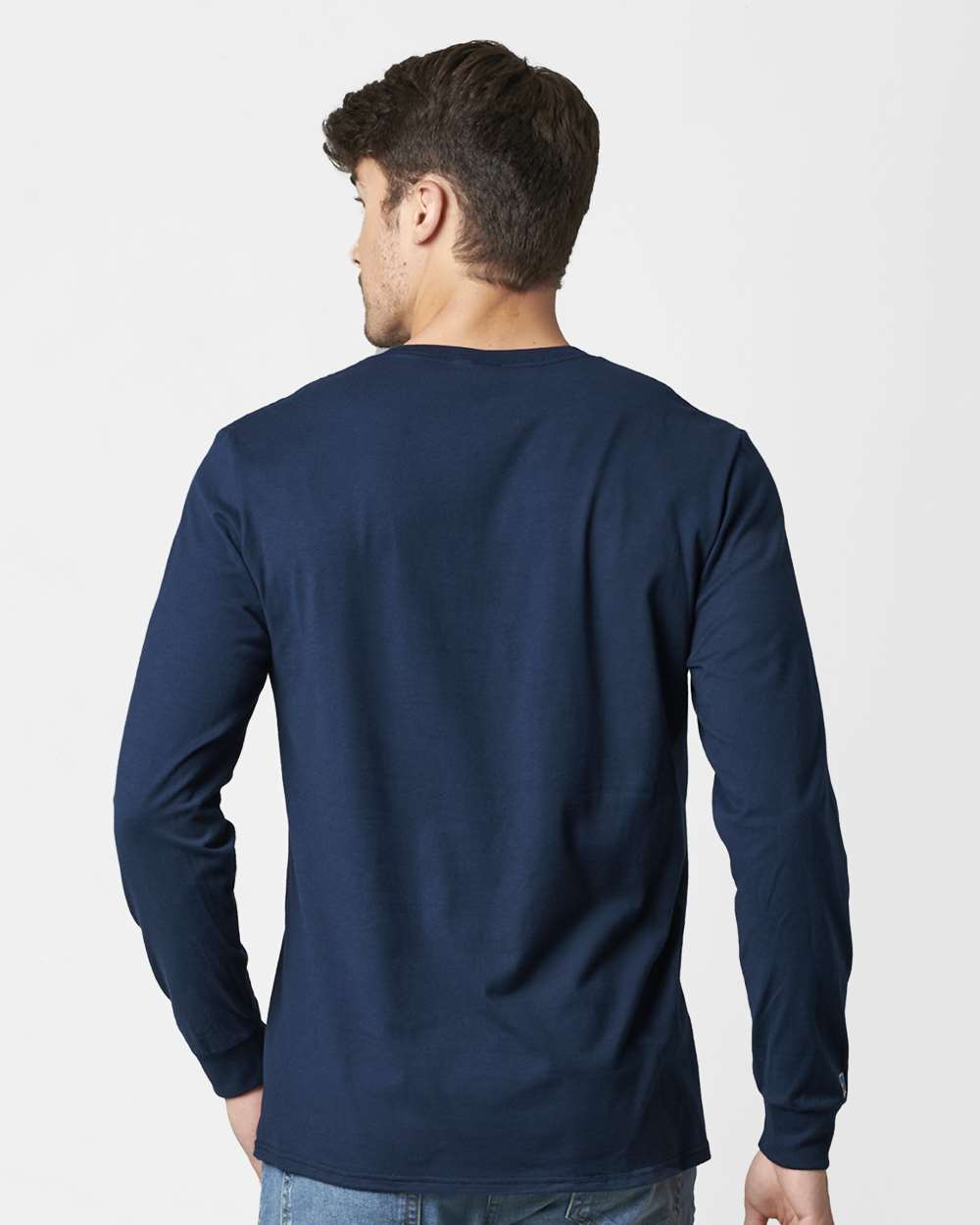 Unisex Combed Ringspun Long Sleeve T-Shirt - OnModelBack - B01111653 - J. Navy