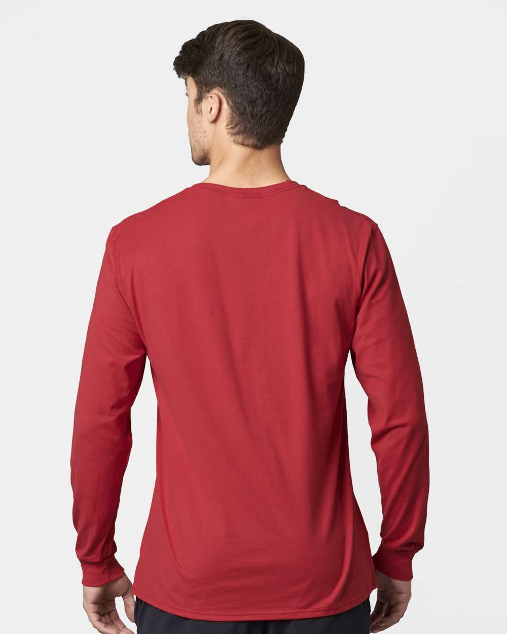 Unisex Combed Ringspun Long Sleeve T-Shirt - OnModelBack - B01111703 - True Red