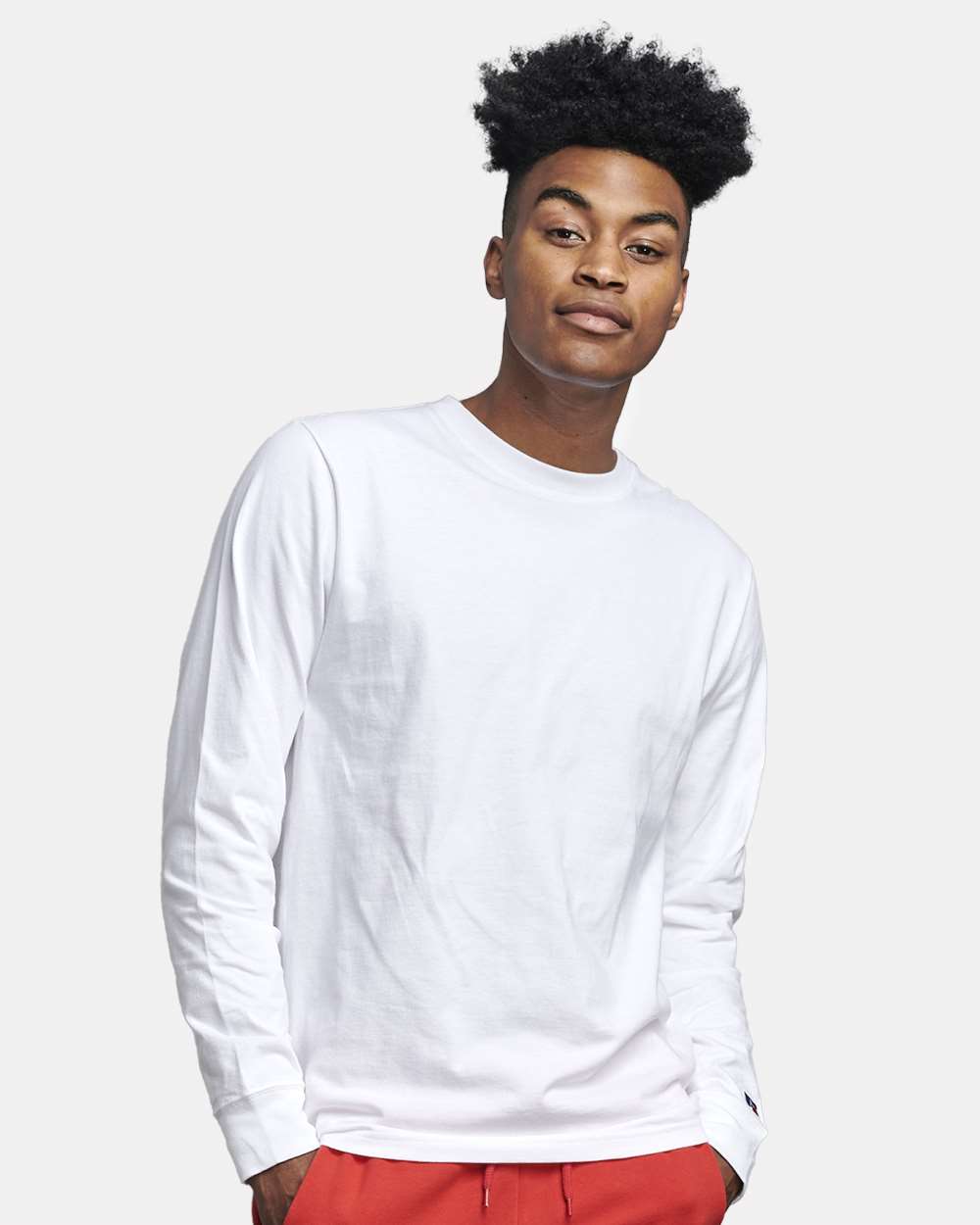 Unisex Combed Ringspun Long Sleeve T-Shirt - OnModelFront - B01111003 - White
