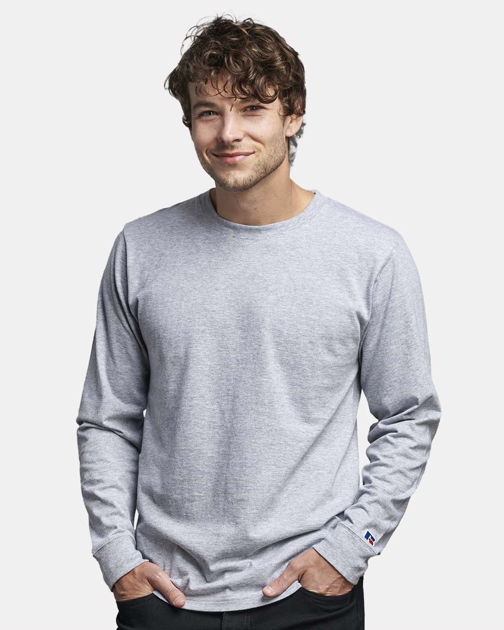 Unisex Combed Ringspun Long Sleeve T-Shirt - OnModelFront - B01111093 - Athletic Heather