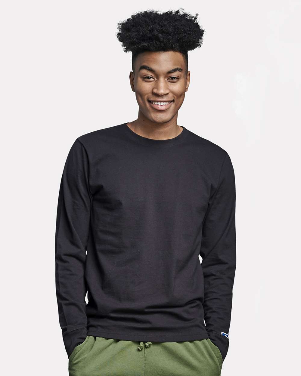 Unisex Combed Ringspun Long Sleeve T-Shirt - OnModelFront - B01111503 - Black Ink
