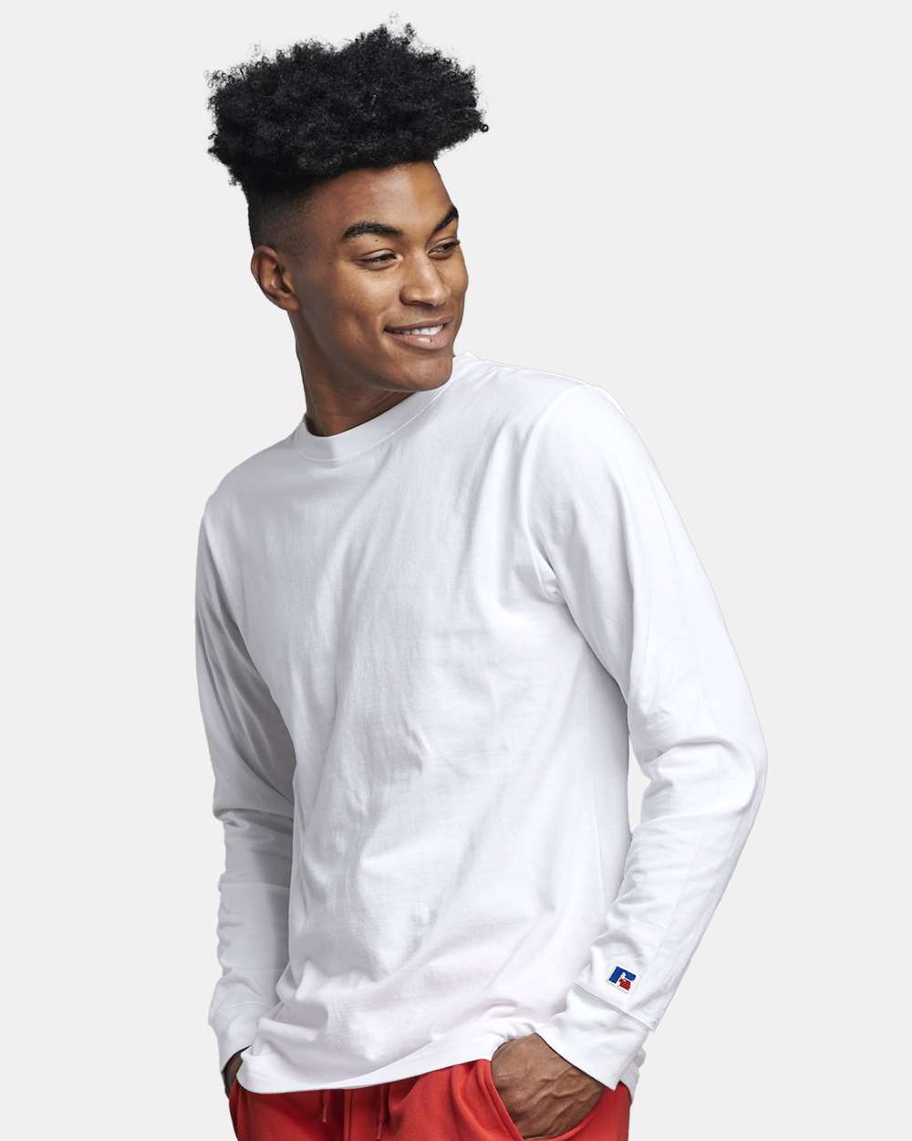 Unisex Combed Ringspun Long Sleeve T-Shirt - OnModelSide - B01111003 - White