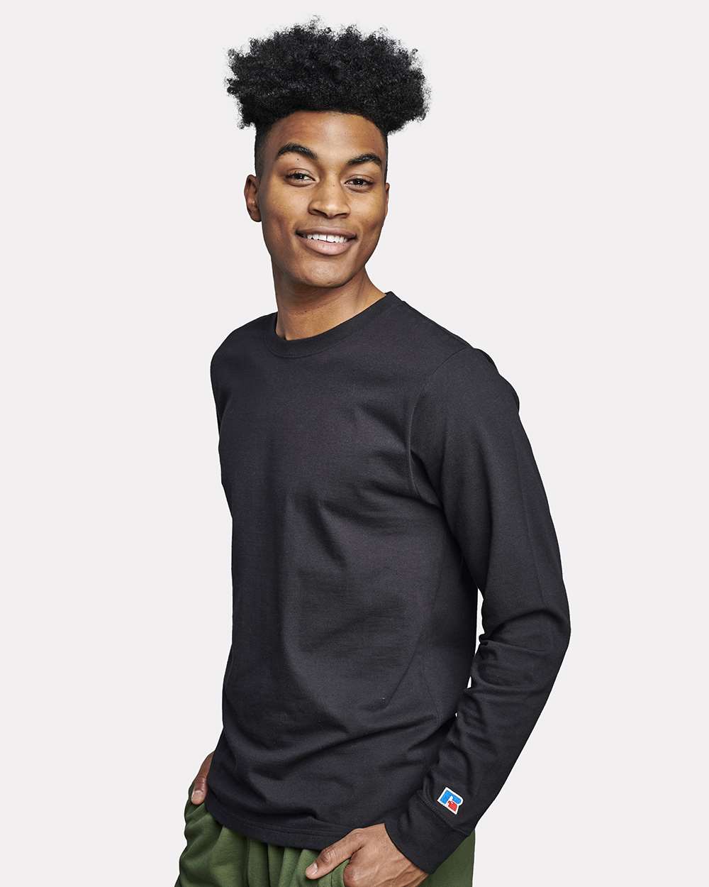 Unisex Combed Ringspun Long Sleeve T-Shirt - OnModelSide - B01111503 - Black Ink