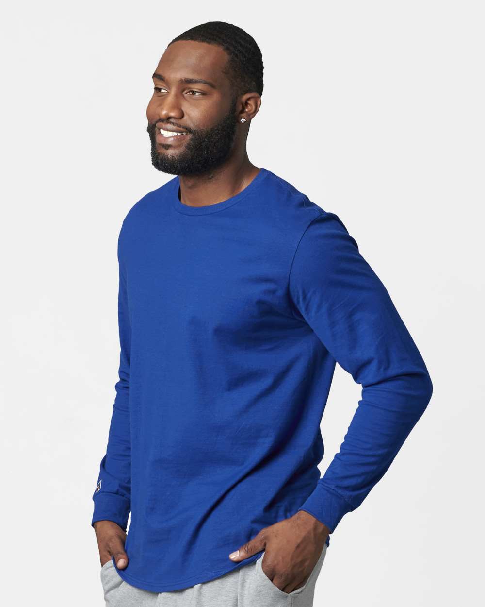 Unisex Combed Ringspun Long Sleeve T-Shirt - OnModelSide - B01111753 - Royal