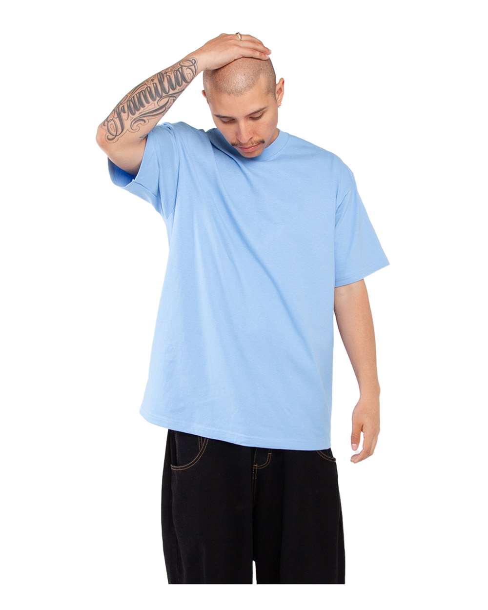 Unisex Max Heavyweight T-Shirt - OnModelSide - B278C2103 - Sky Blue