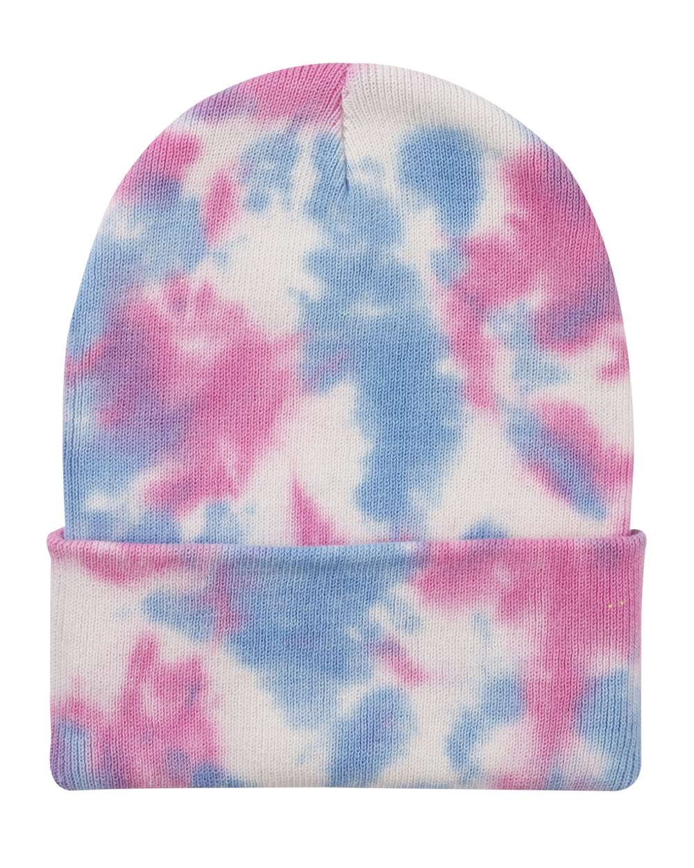 12" Tie-Dyed Cuffed Beanie - Front - B52095300 - Cotton Candy