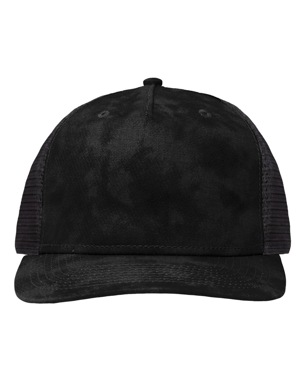 Modern Five-Panel Trucker Fit Cap - Front - B14895100 - Old Wash Black/ Black