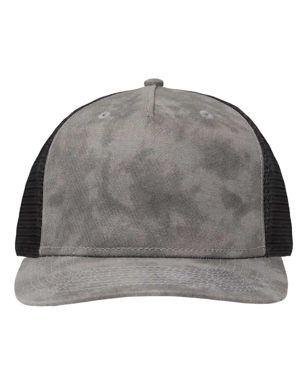 Modern Five-Panel Trucker Fit Cap - Front - B14895110 - Old Wash Grey/ Black