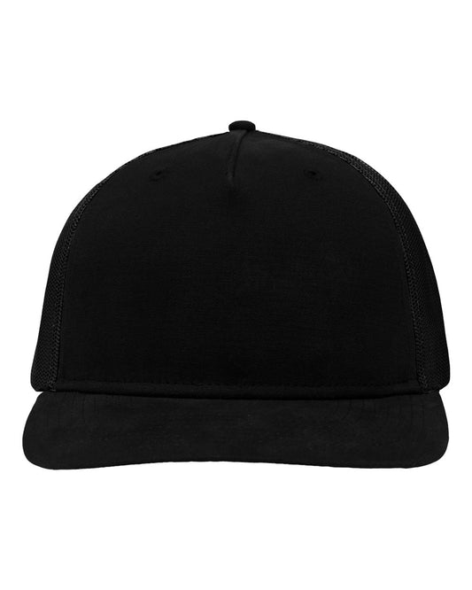 Modern Five-Panel Trucker Fit Cap - Front - B14895500 - Black/ Black