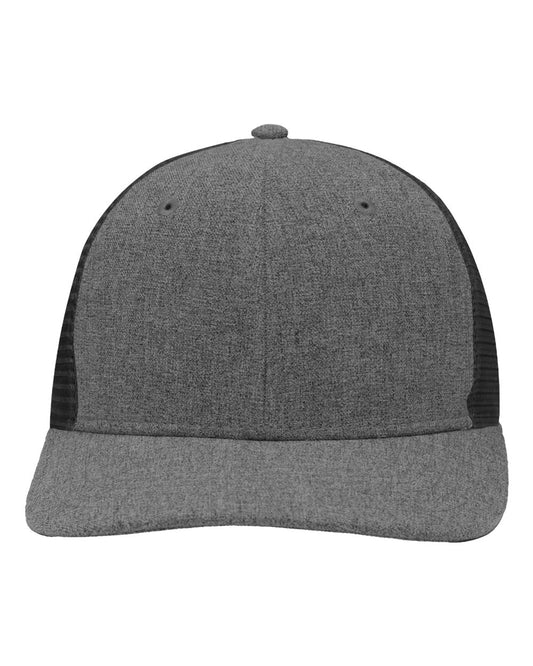 Modern Six-Panel Trucker Fit Cap - Front - B14995110 - Black Heather/ Black