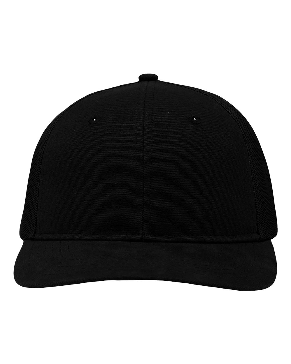 Modern Six-Panel Trucker Fit Cap - Front - B14995500 - Black/ Black