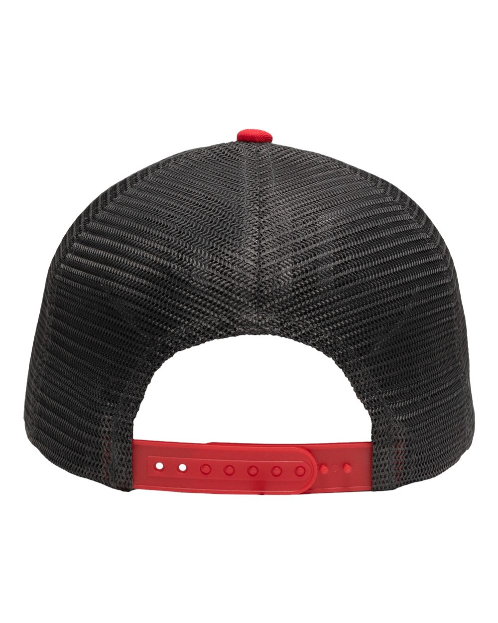 Traditional Lo-Pro Mesh Back Trucker Fit Cap - Back - B18895180 - Heather Grey/ Charcoal/ Red