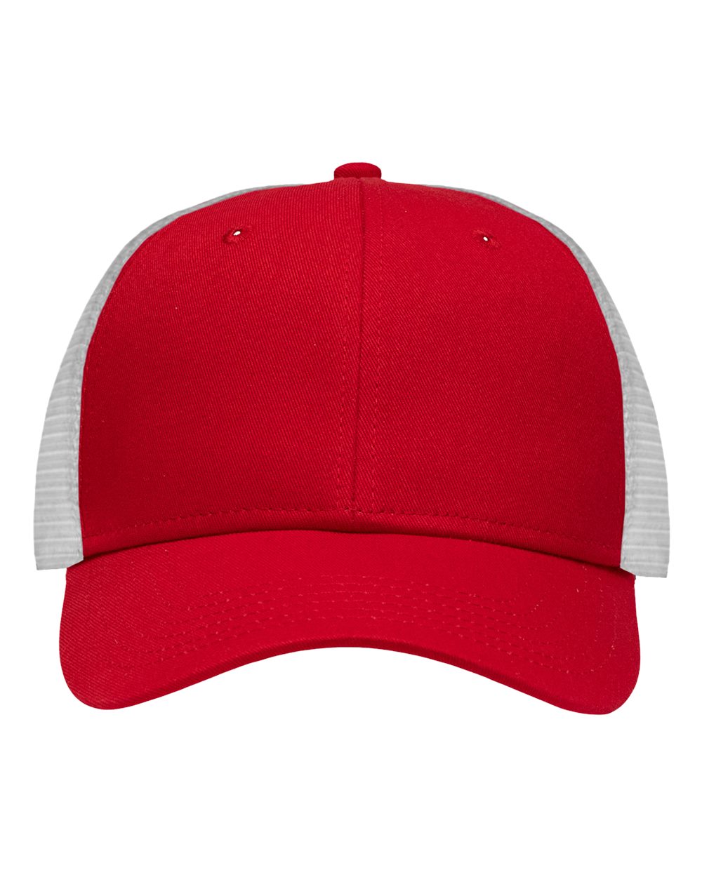 Traditional Lo-Pro Mesh Back Trucker Fit Cap - Front - B18895220 - Chino Red/ White