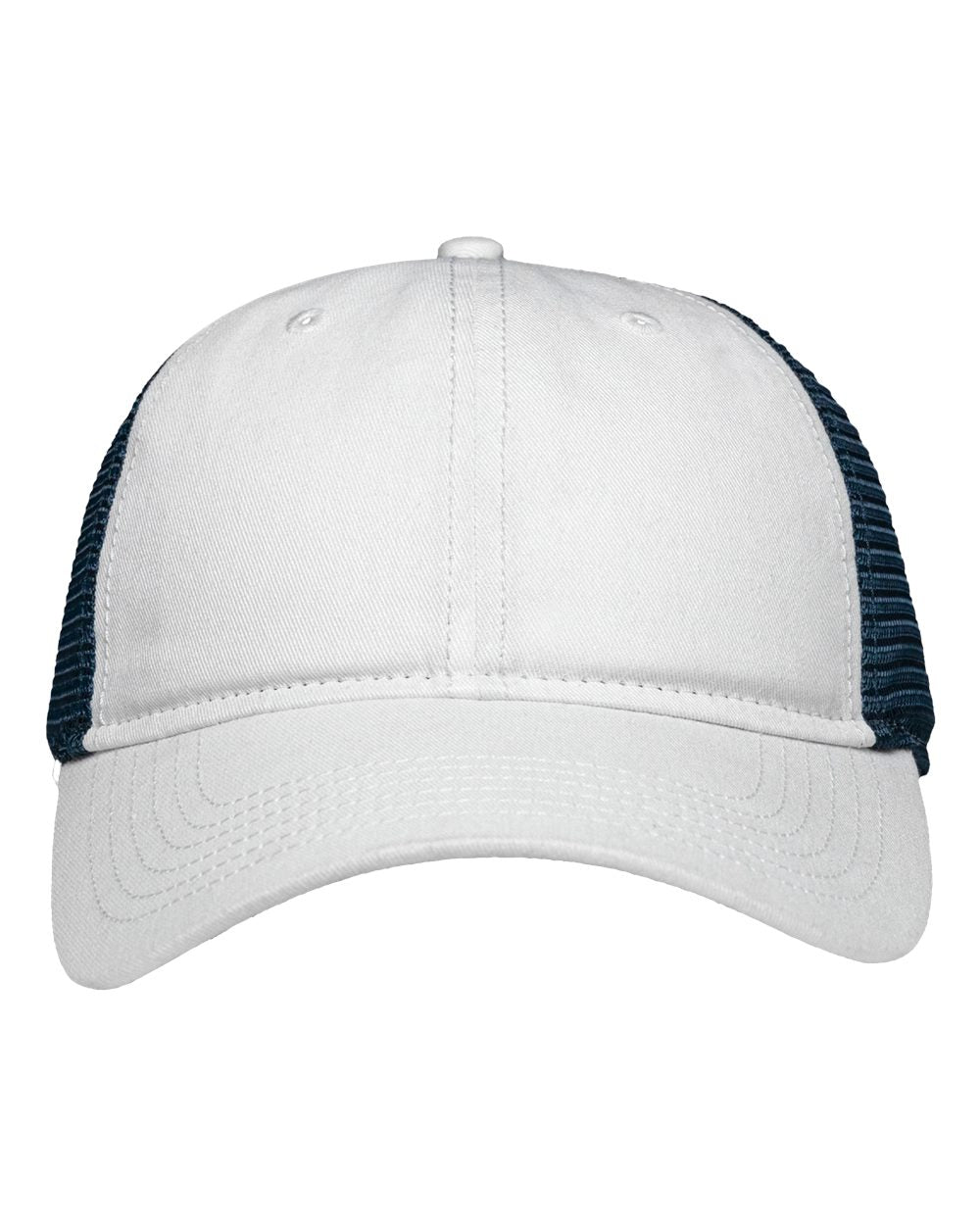 Traditional Lo-Pro Mesh Back Trucker Fit Cap - Front - B18895270 - Chino White/ Navy