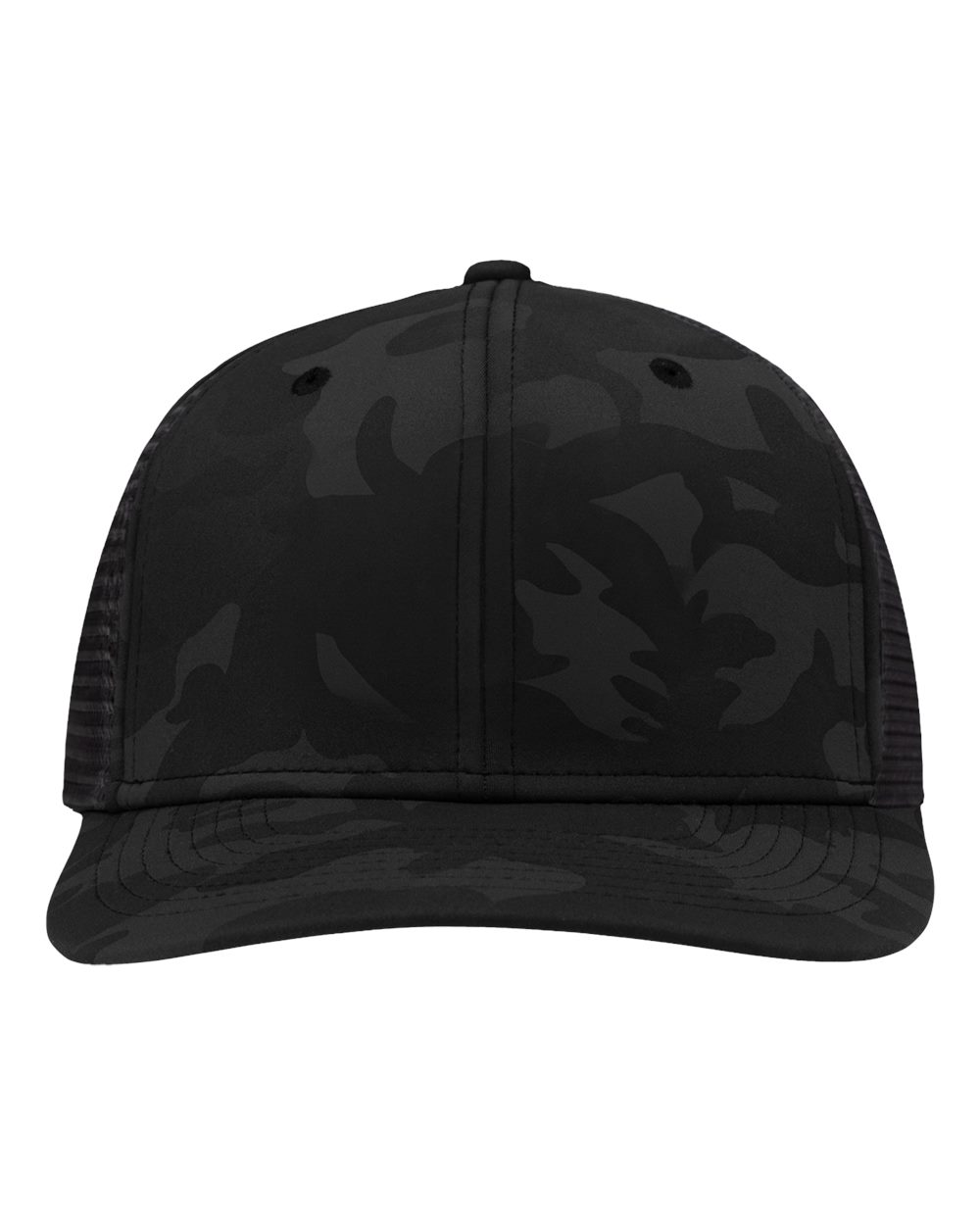 Traditional Lo-Pro Mesh Back Trucker Fit Cap - Front - B18895500 - Black Camo/ Black