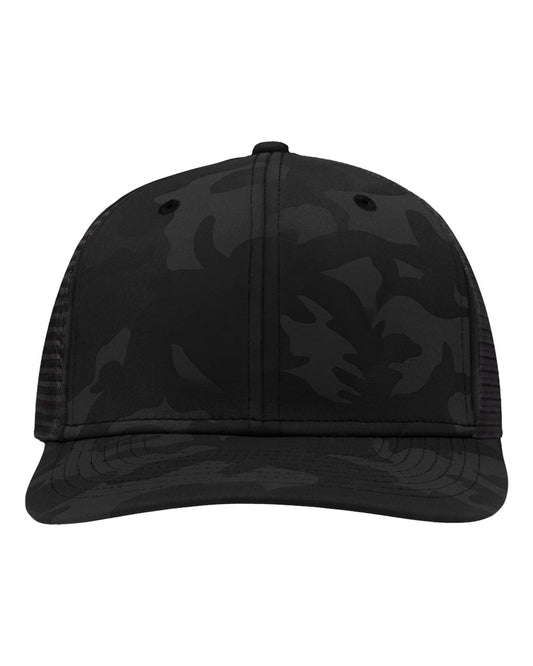 Traditional Lo-Pro Mesh Back Trucker Fit Cap - Front - B18895500 - Black Camo/ Black