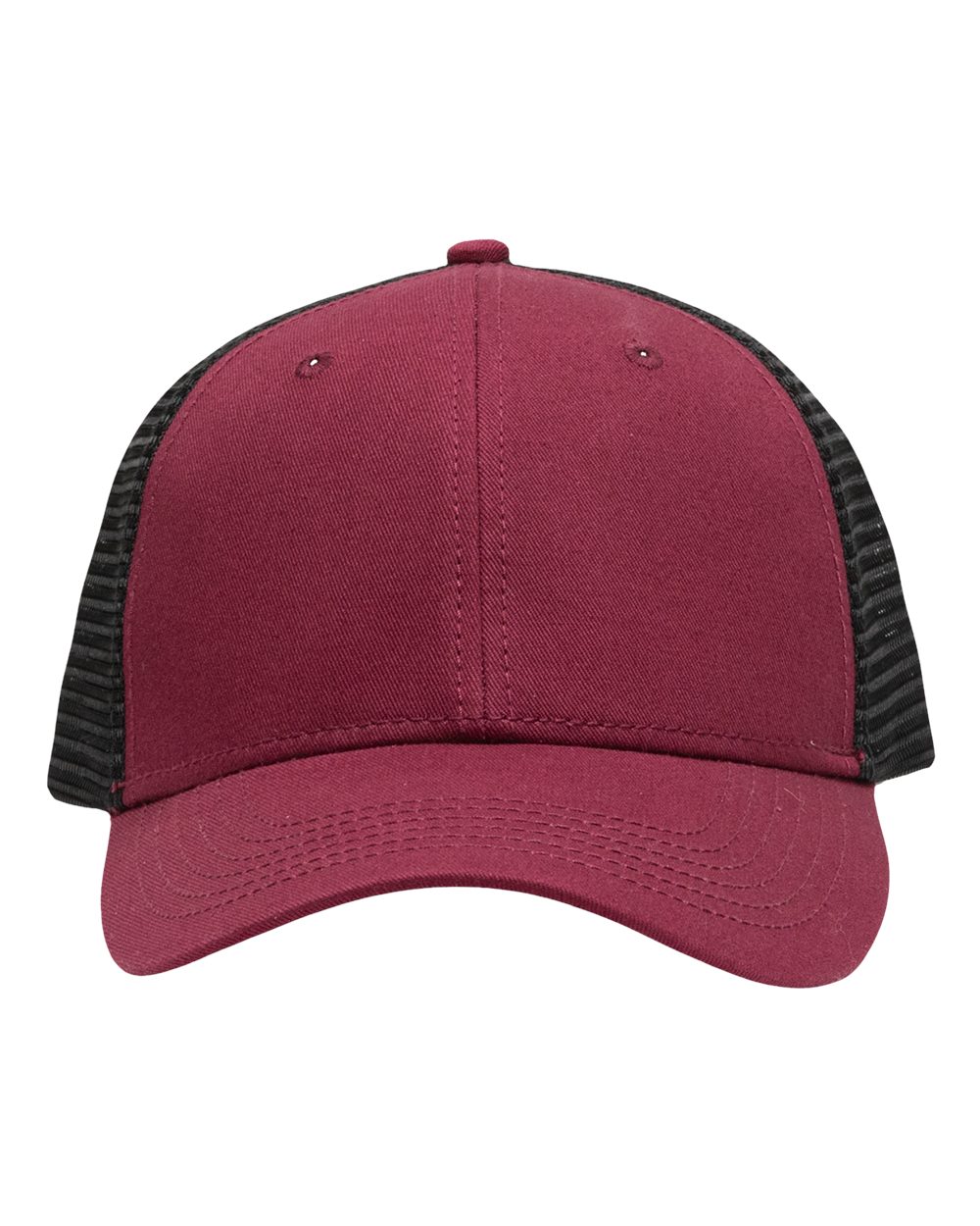 Traditional Lo-Pro Mesh Back Trucker Fit Cap - Front - B18895530 - Chino Maroon/ Black