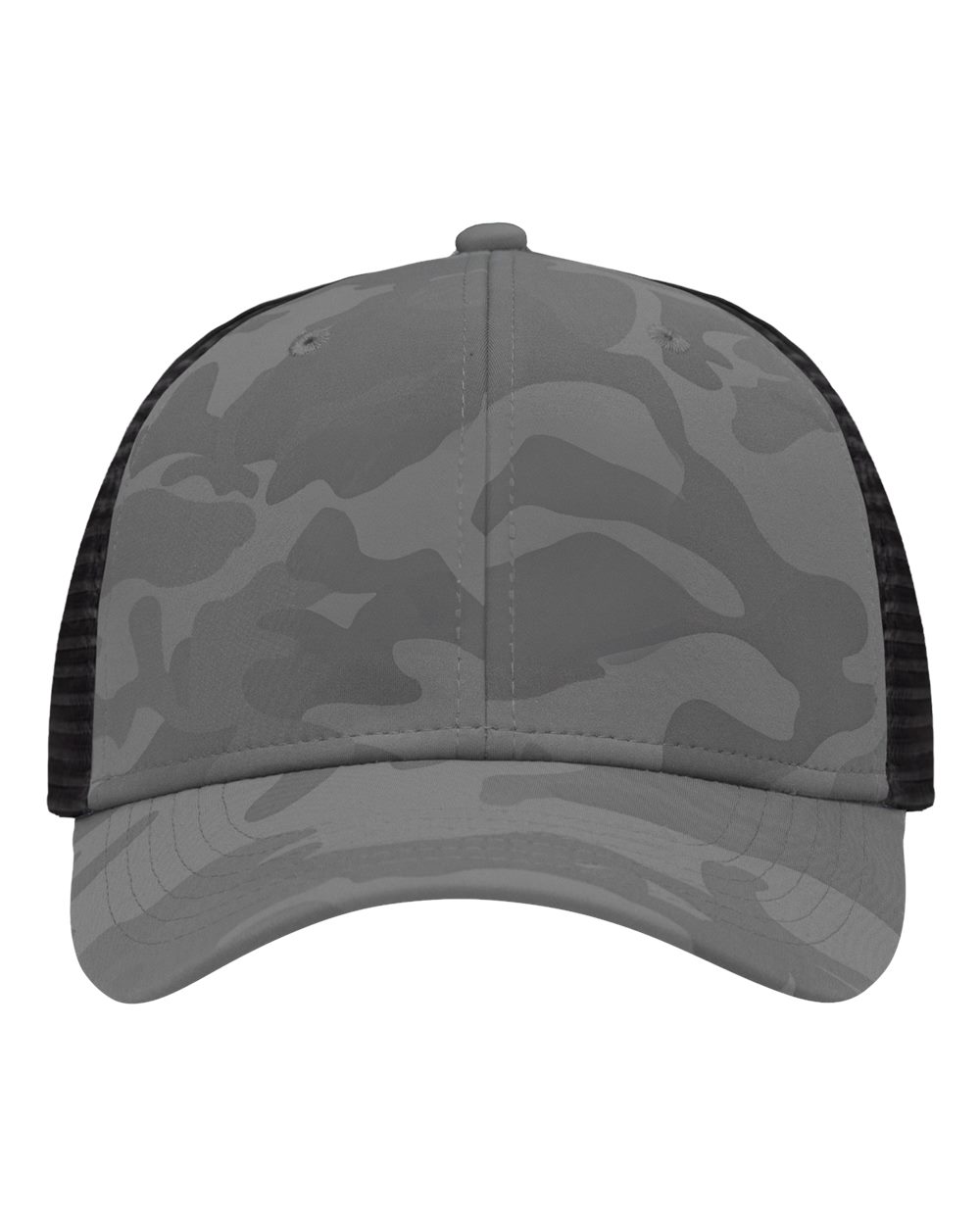 Traditional Lo-Pro Mesh Back Trucker Fit Cap - Front - B18895590 - Grey Camo/ Black