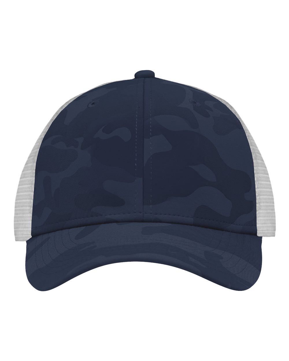 Traditional Lo-Pro Mesh Back Trucker Fit Cap - Front - B18895650 - Navy Camo/ White