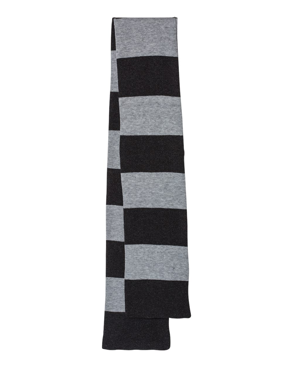 Rugby-Striped Knit Scarf - Back - B83795500 - Heather Black/ Heather Grey
