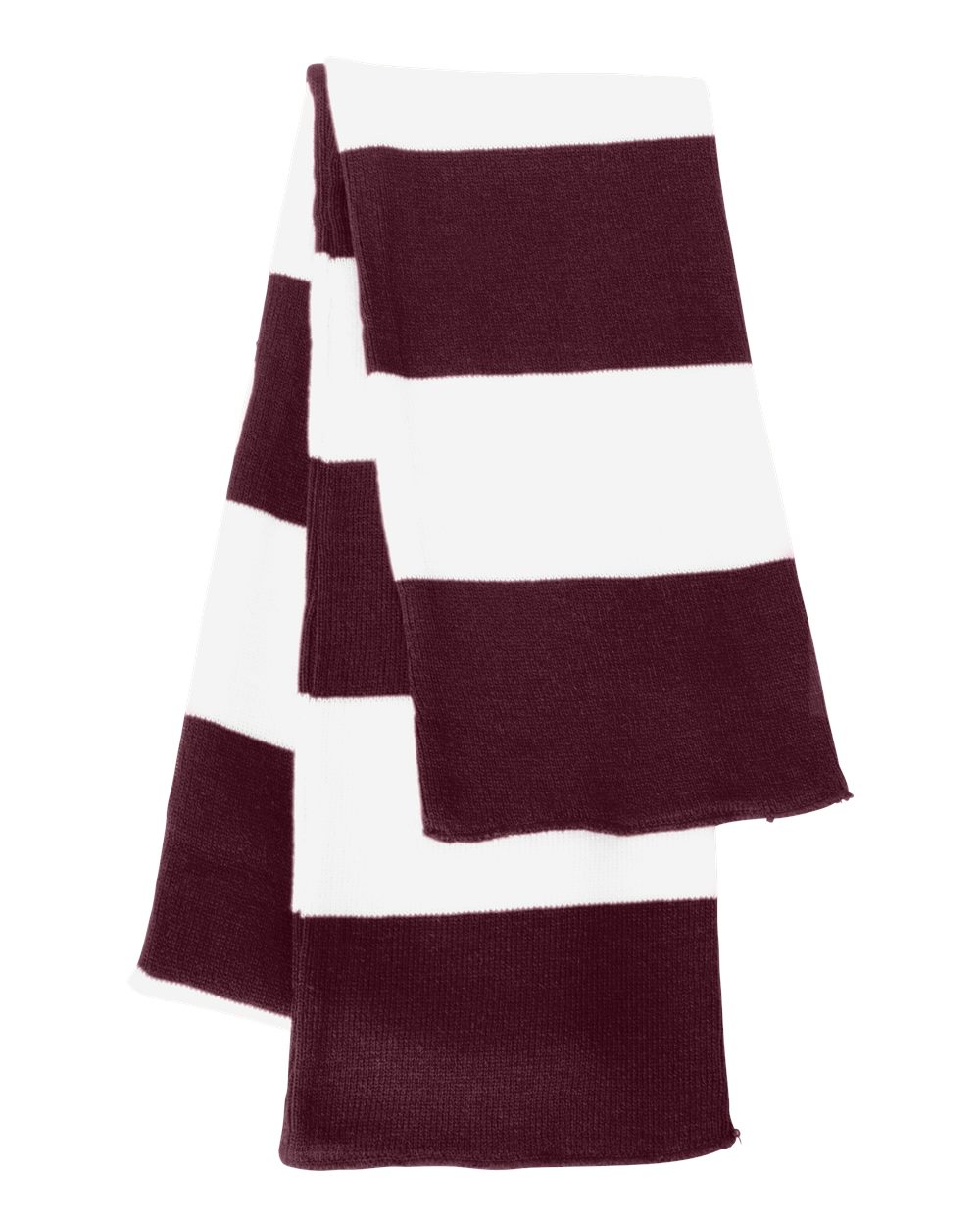Rugby-Striped Knit Scarf - Back - B83795550 - Maroon/ White
