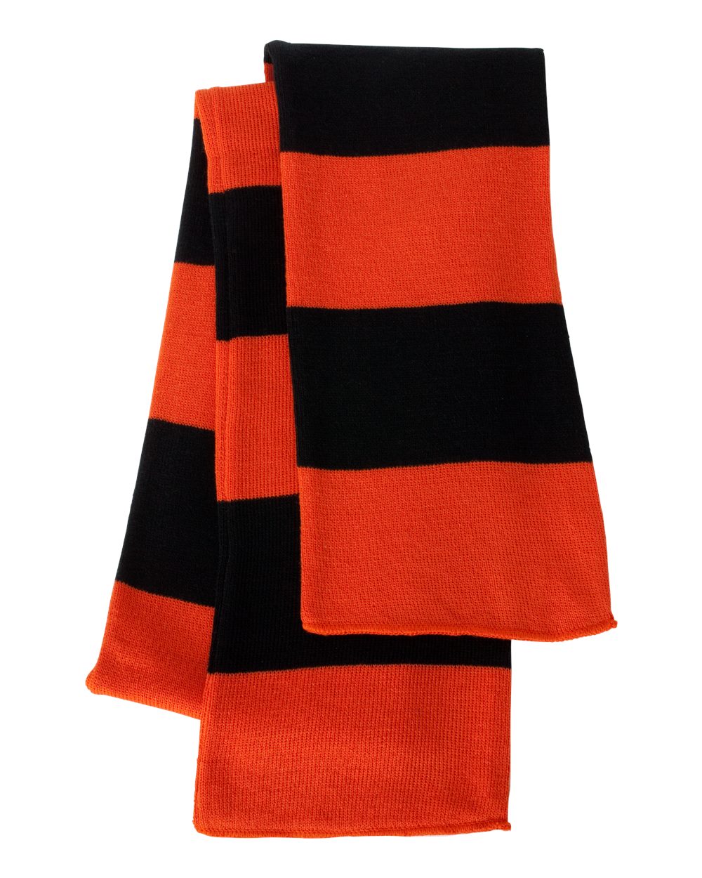 Rugby-Striped Knit Scarf - Back - B83795660 - Orange/ Black