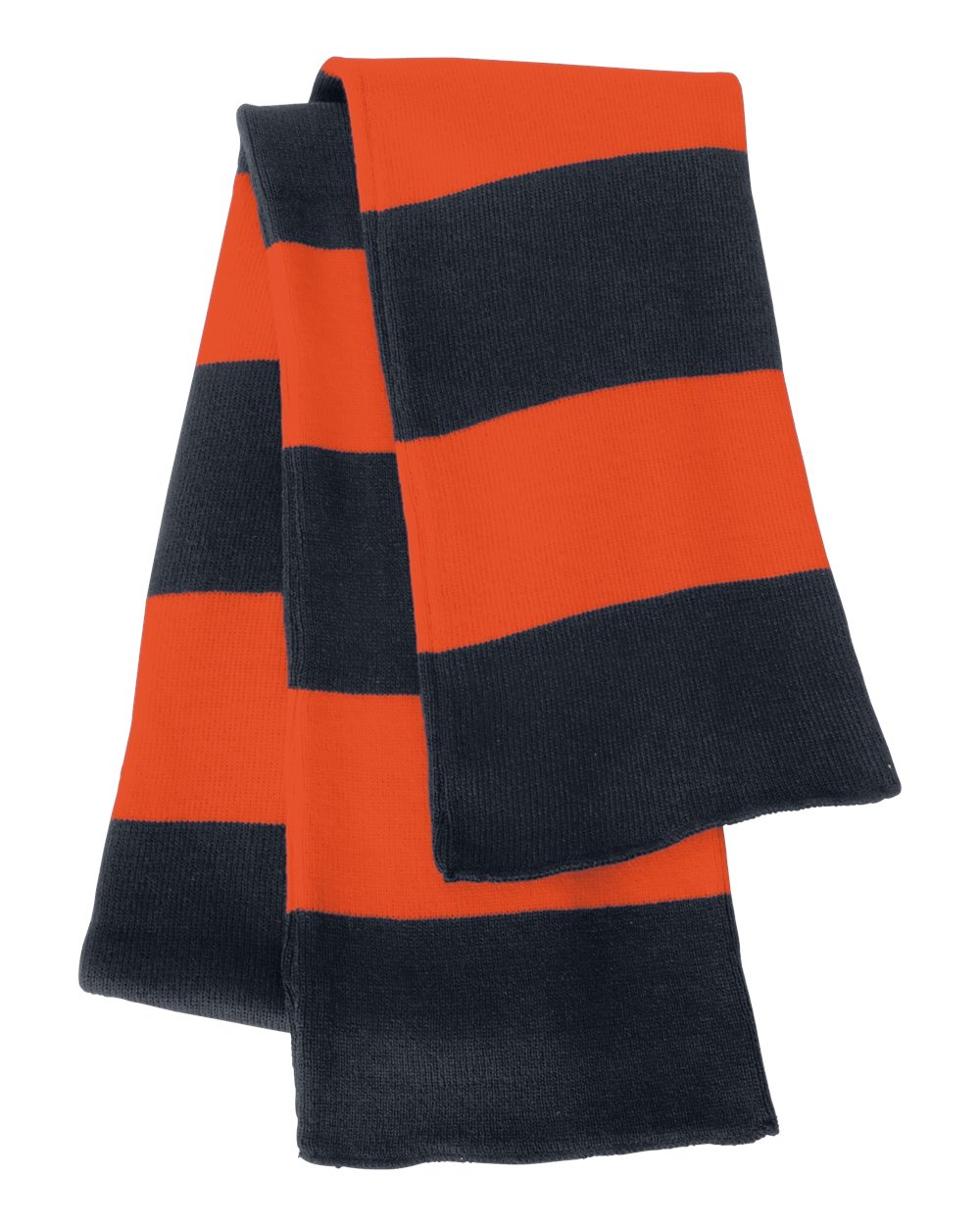 Rugby-Striped Knit Scarf - Back - B83795670 - Navy/ Orange