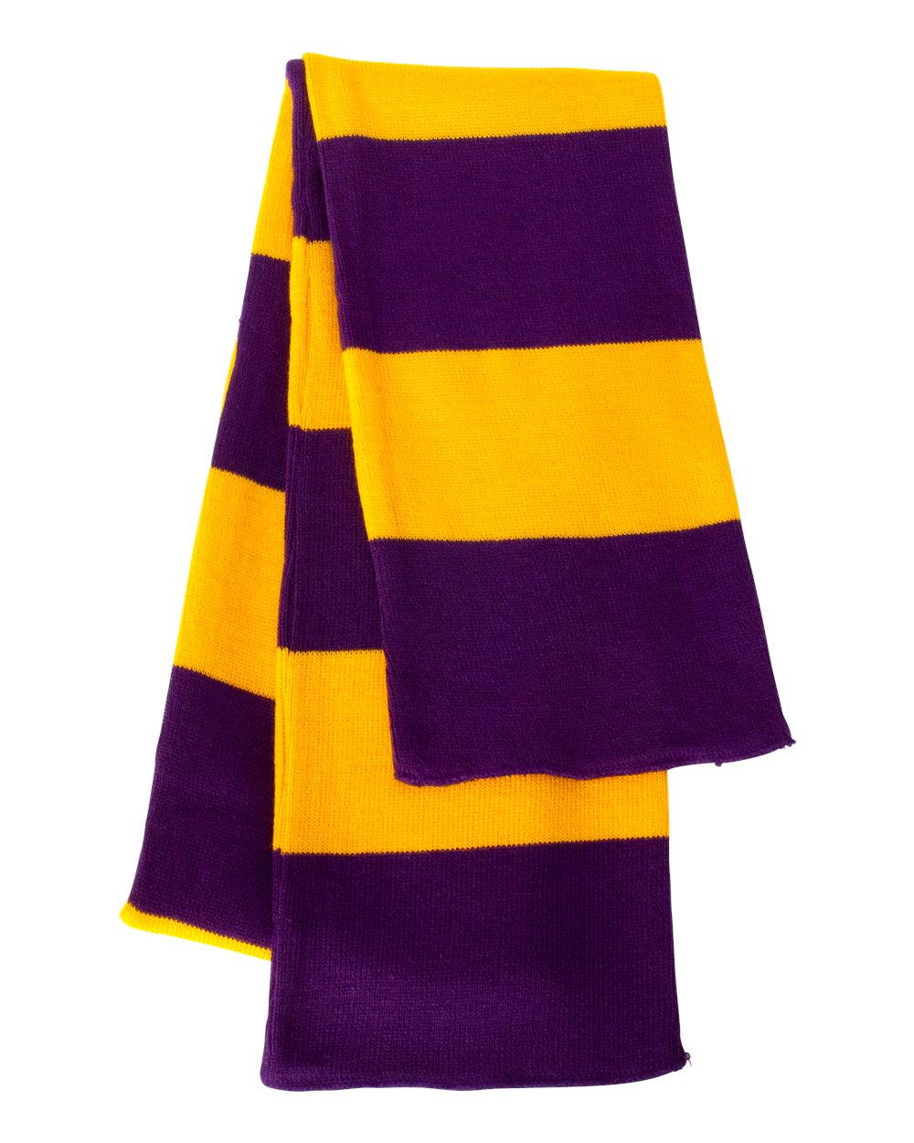 Rugby-Striped Knit Scarf - Back - B83795910 - Purple/ Gold