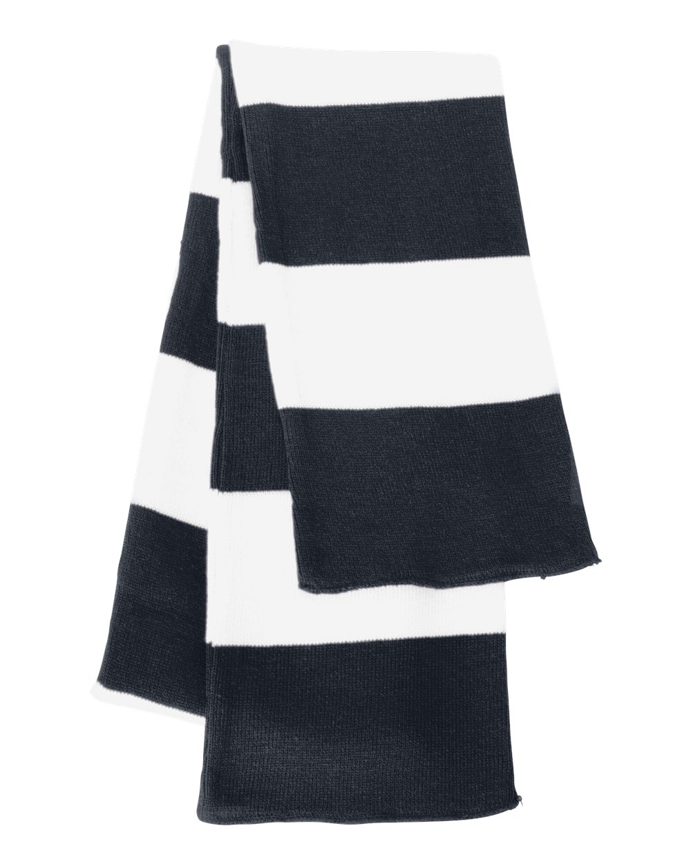 Rugby-Striped Knit Scarf - Front - B83795010 - Navy/ White