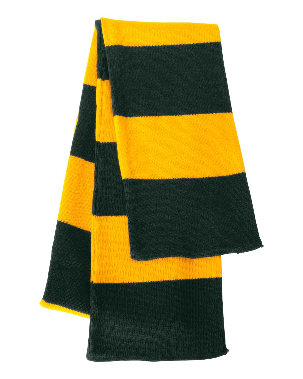 Rugby-Striped Knit Scarf - Front - B83795120 - Forest/ Gold
