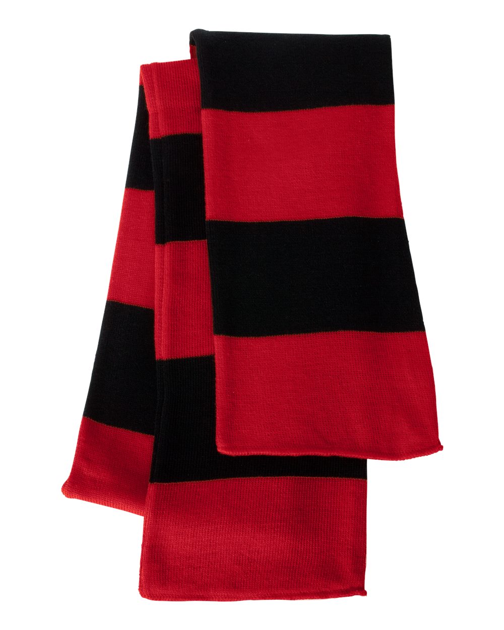 Rugby-Striped Knit Scarf - Front - B83795700 - Red/ Black
