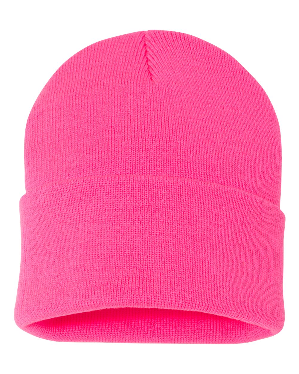 12" Solid Cuffed Beanie - Back - B83995030 - Neon Pink