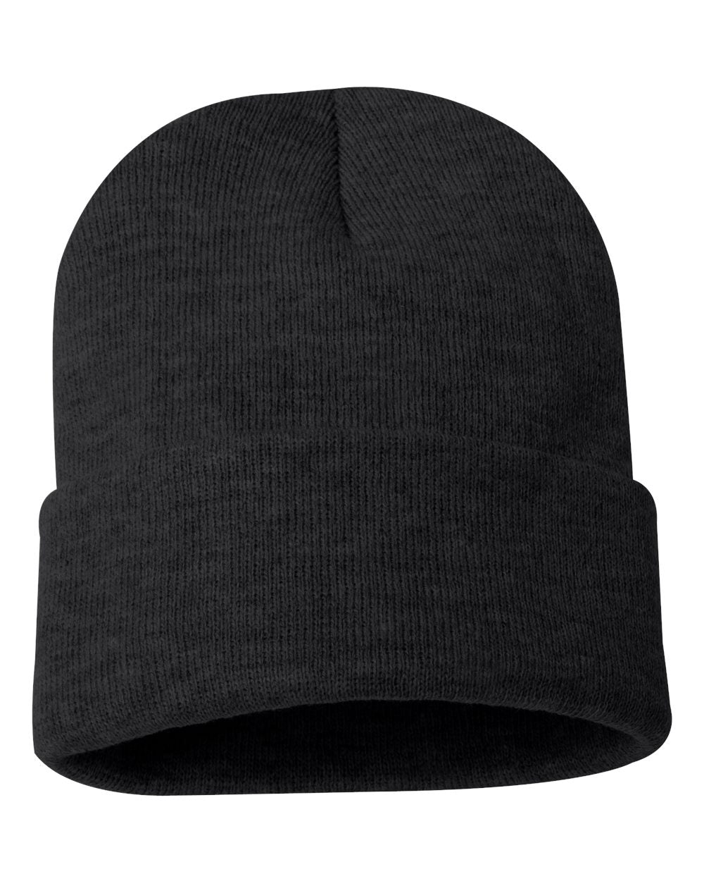 12" Solid Cuffed Beanie - Back - B83995090 - Heather Charcoal