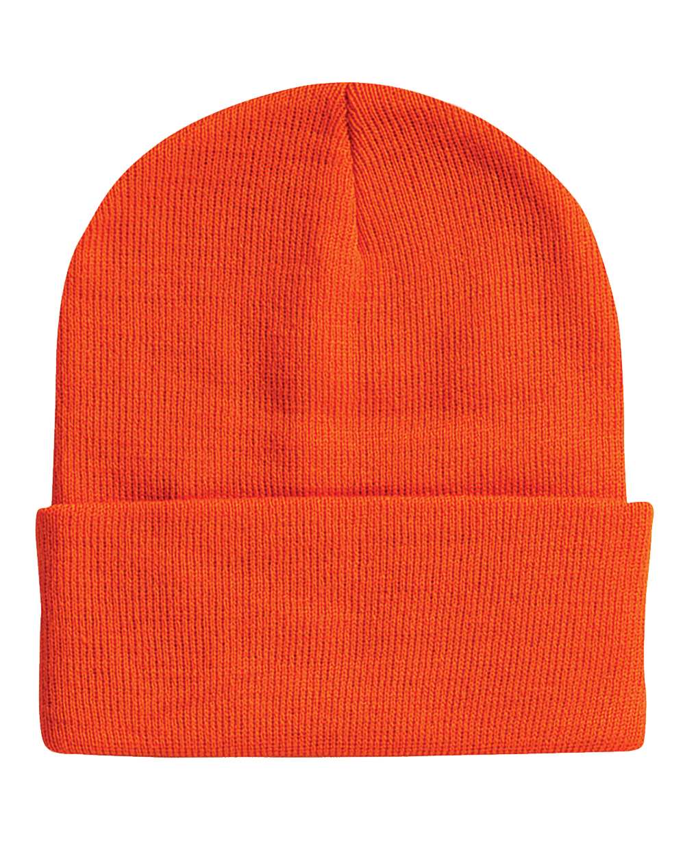 12" Solid Cuffed Beanie - Back - B83995180 - Blaze Orange