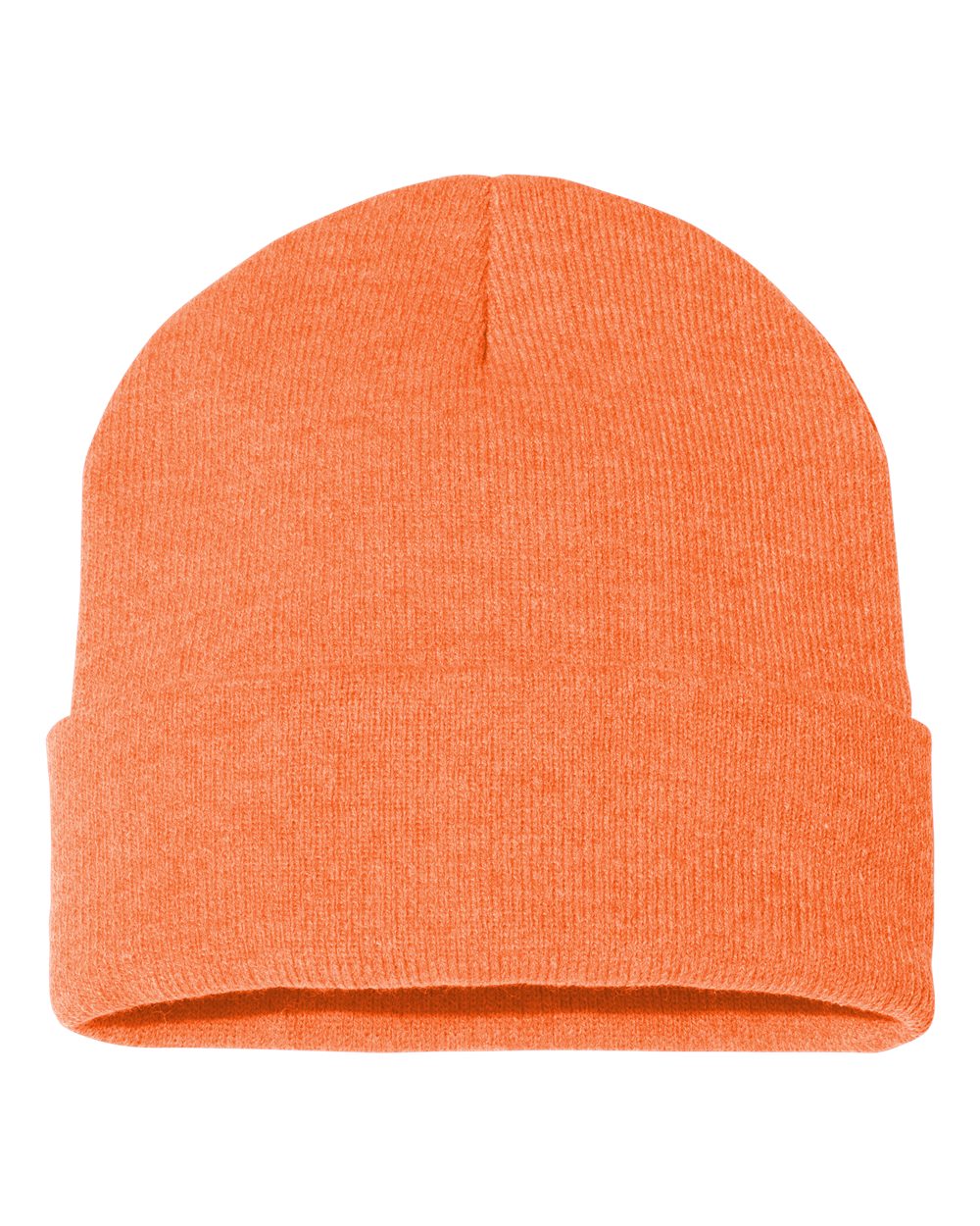 12" Solid Cuffed Beanie - Back - B83995310 - Heather Orange
