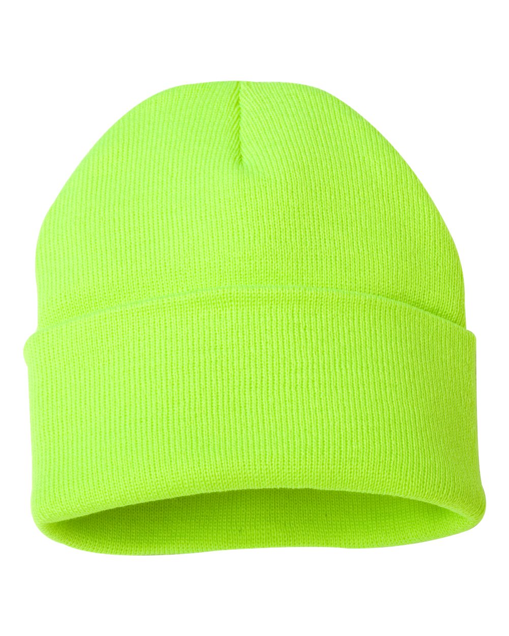 12" Solid Cuffed Beanie - Back - B83995410 - Safety Yellow