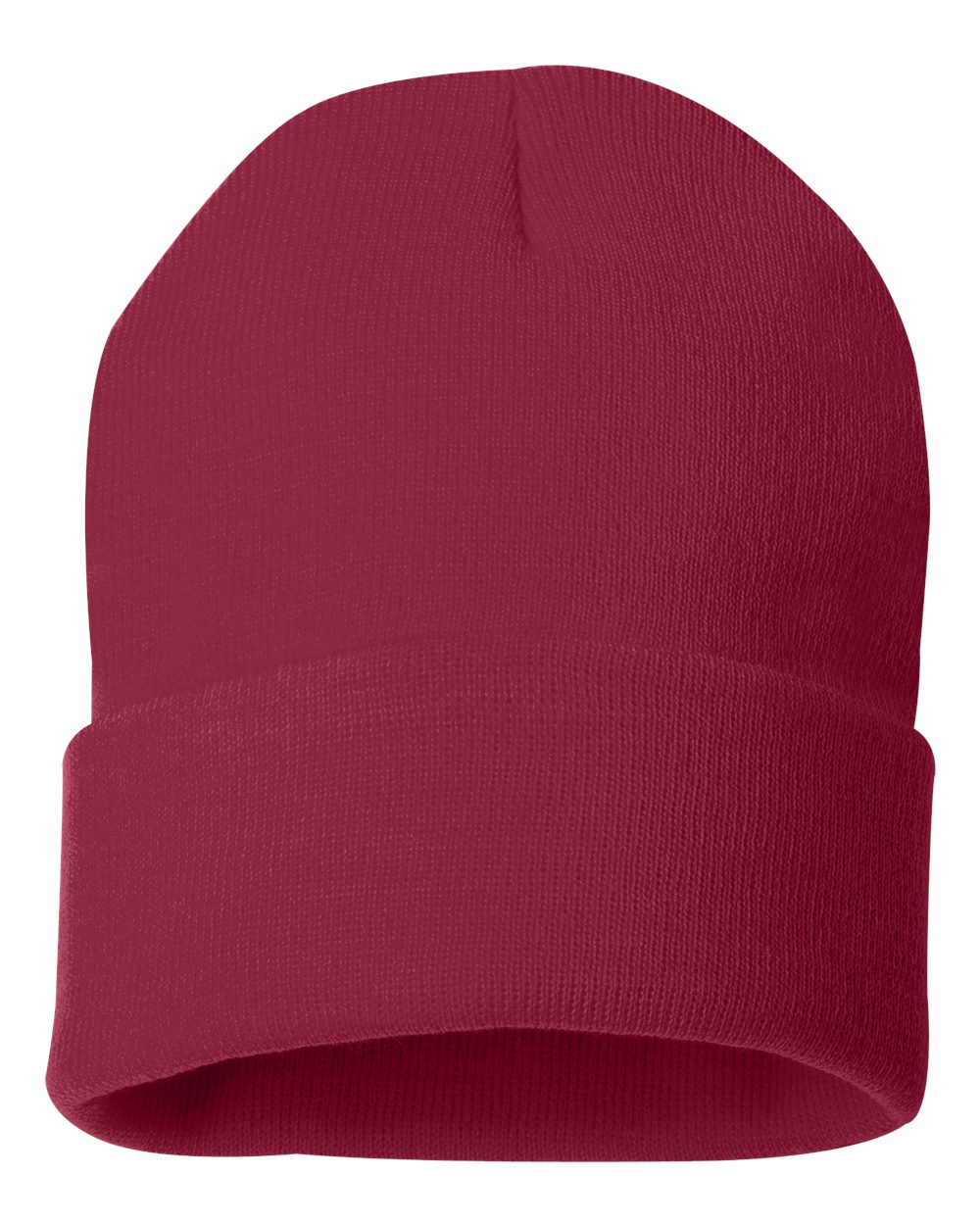 12" Solid Cuffed Beanie - Back - B83995520 - Cardinal