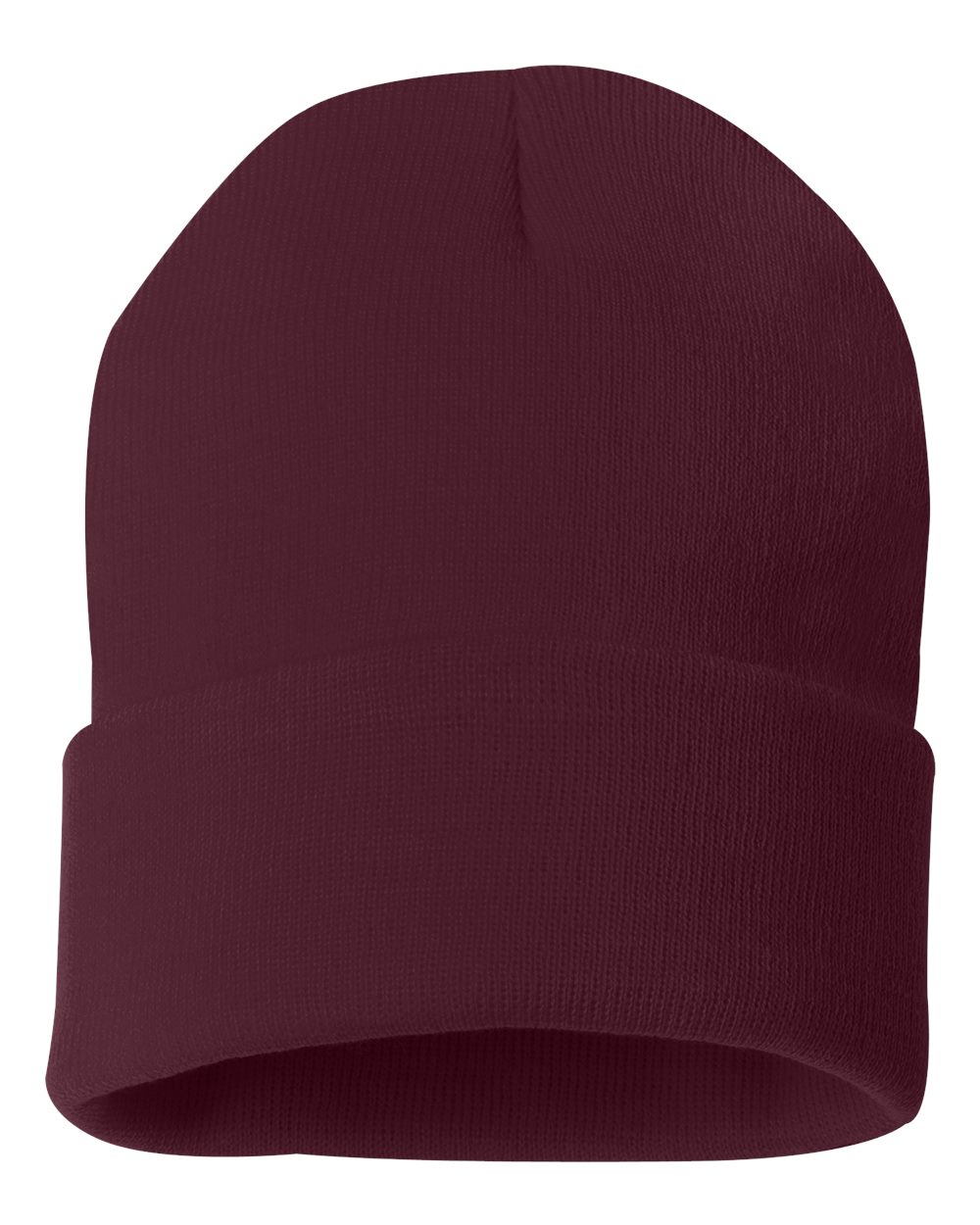 12" Solid Cuffed Beanie - Back - B83995530 - Maroon